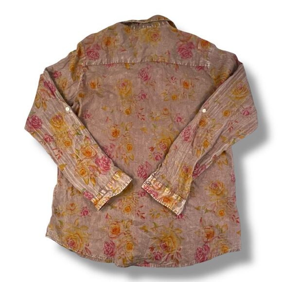 The Nu Vintage Button Front Floral Distressed Top Size Large - Picture 3 of 5